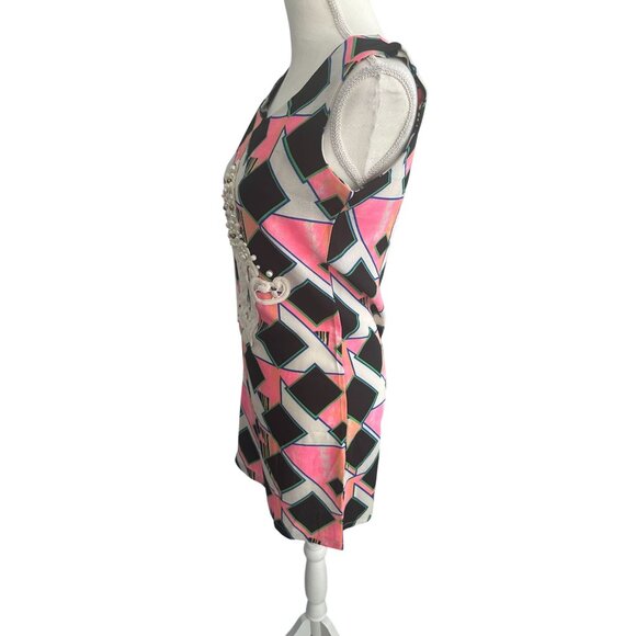 MISS FINCH Embroidered Pink Black Mini Dress Size Small NEW NWT - Picture 10 of 11